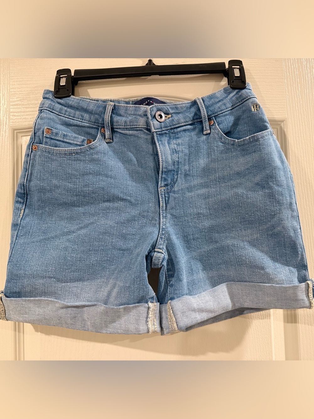 Tommy Hilfiger Light Wash Rolled Hem Denim Shorts